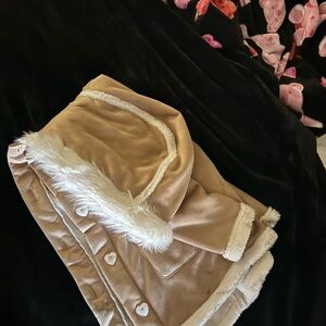 Gymboree Mandy Moore Camel Coat with White Faux Fur Trim